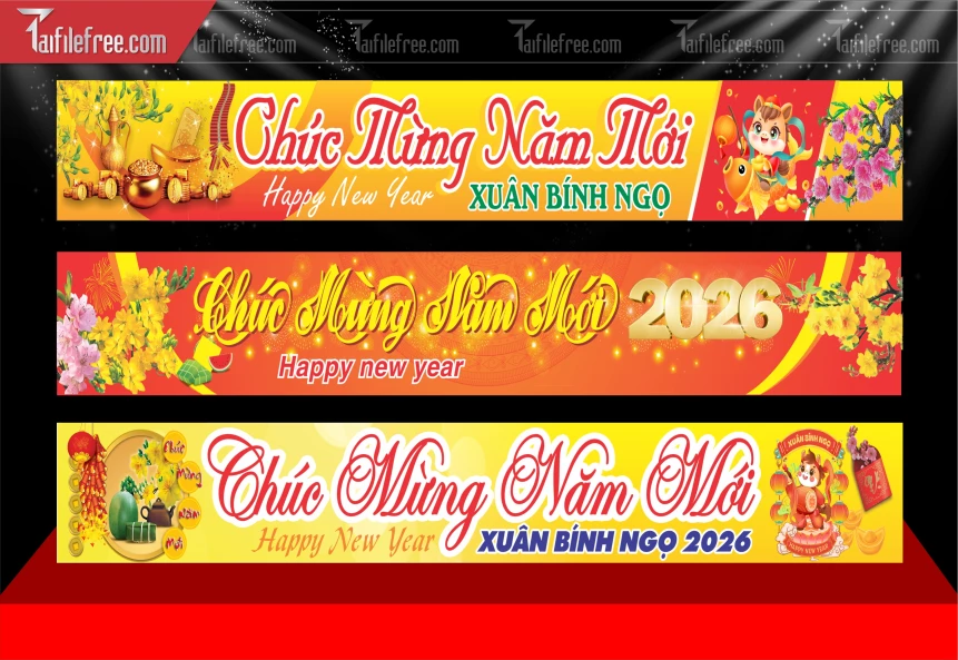 Mẫu Băng Rôn Chúc Mừng Năm Mới Năm Chào Xuân Bính Ngọ_TD652