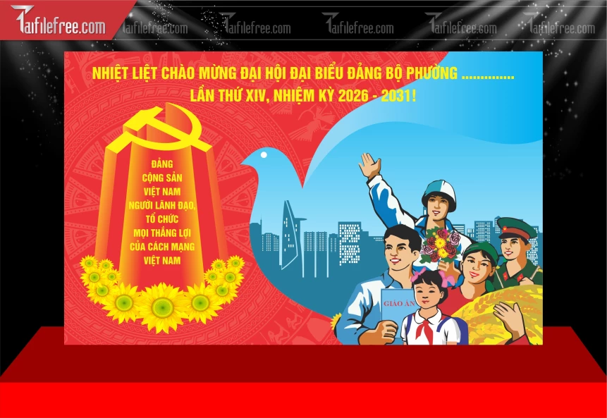 Mẫu Phông Nền Nhiệt Liệt Chào Mừng Đại Hội Đại Biểu_TD657