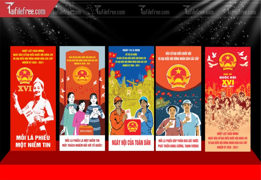Mẫu Poster Nhiệt Liệt Chào Mừng Ngày Bẩu Cử_TD687