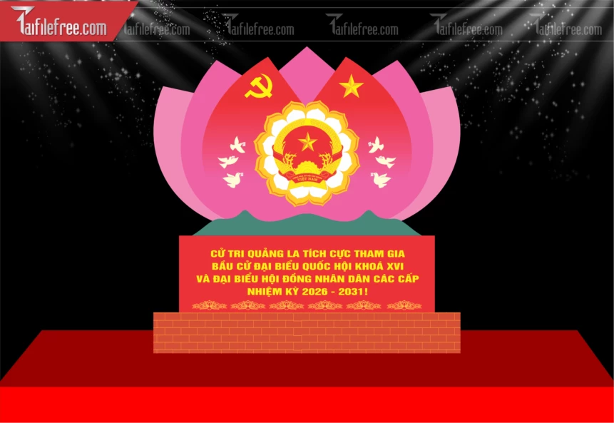 Mẫu Biểu Tượng Trang Trí Nhiệt Liệt Chào Mừng Ngày Bẩu Cử_TD699