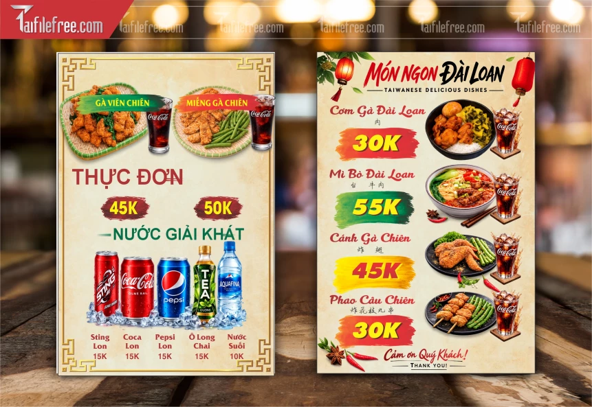 Menu Quán Ẩm Thực Đài Loan_TD718
