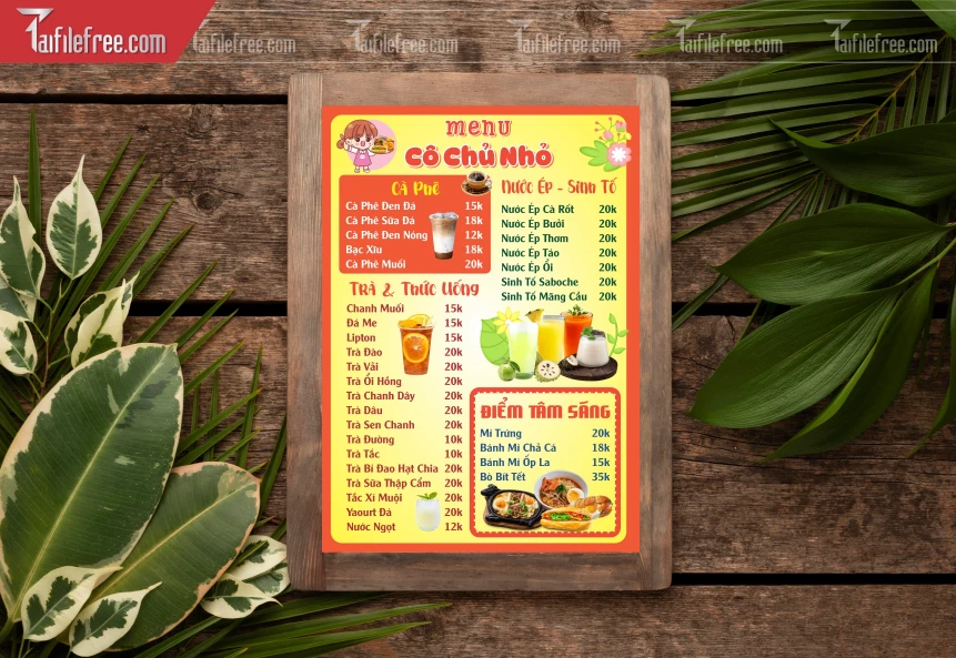 Menu Tiệm Nước Giải Khát_TD719