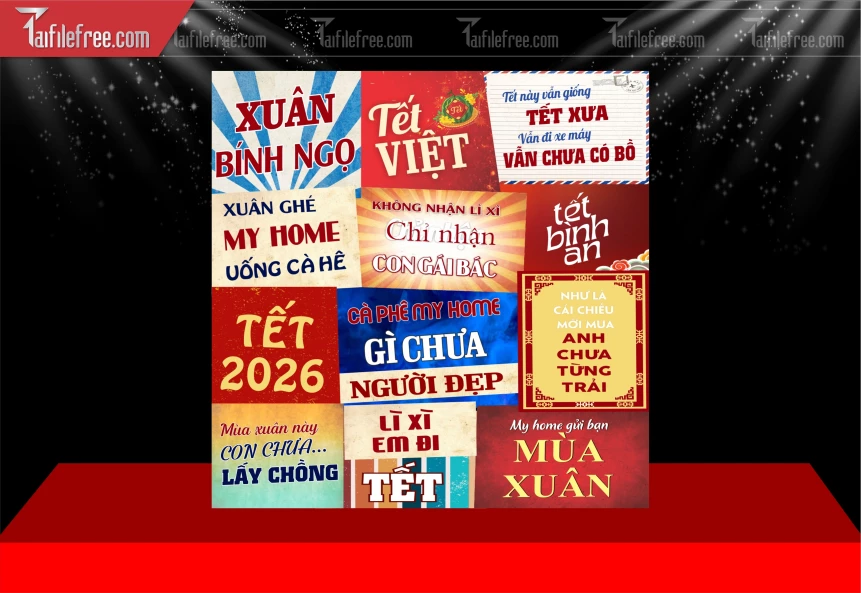 Mẫu Trang Trí Chúc Mừng Năm Mới Năm Chào Xuân Bính Ngọ _PT780