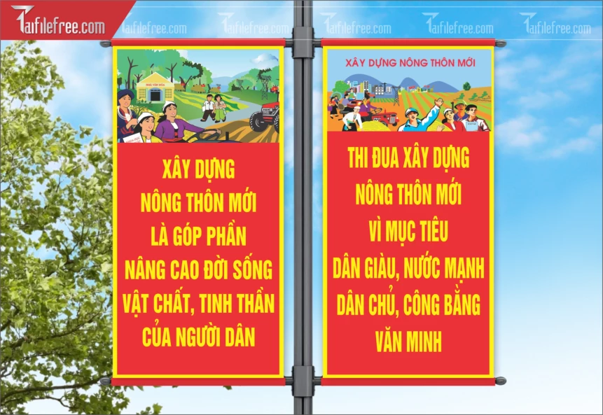 Phướn Treo Tuyên Truyền Xây Dựng Nông Thôn Mới_TDM27