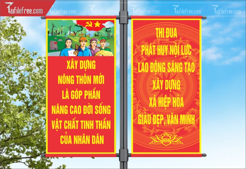 Phướn Treo Tuyên Truyền Xây Dựng Nông Thôn Mới_TDM28