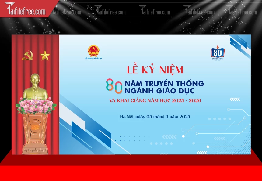 Phông Nền Lễ Kỷ Niệm 80 Năm Truyền Thống Ngành Giáo Dục_TH74