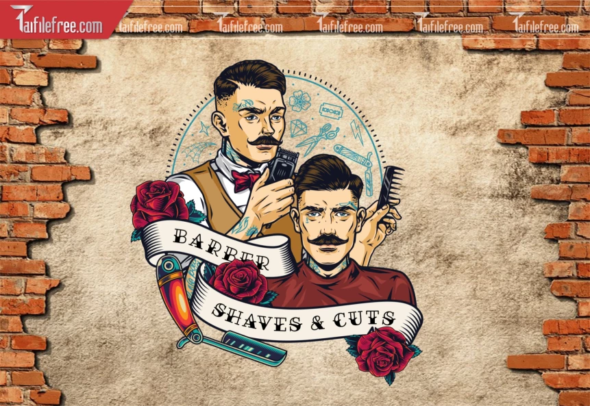 File Vector Tranh Trang Trí Tiệm Tóc, Tranh Bamber_TK02