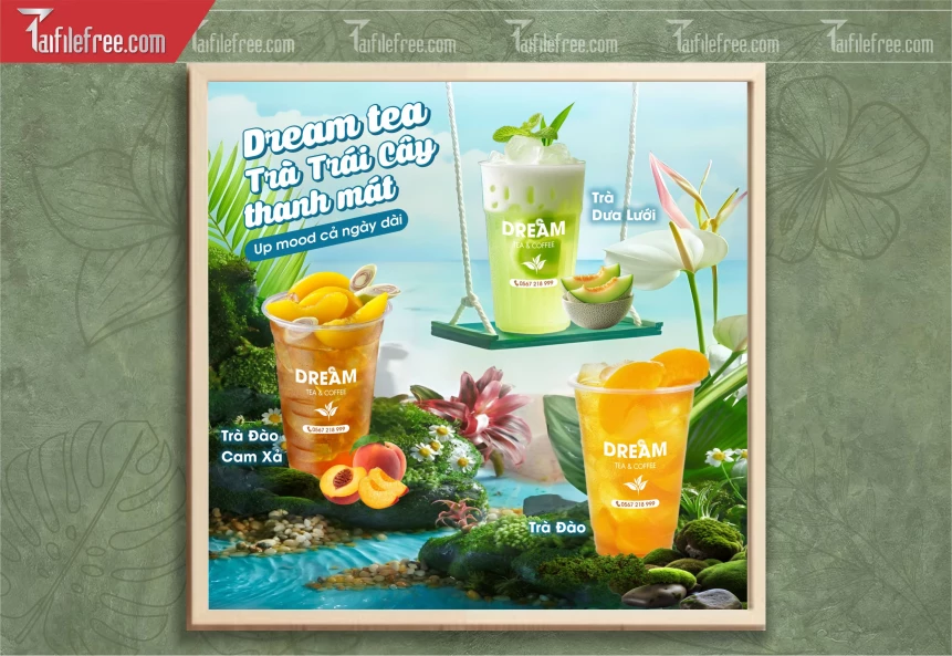 File Tranh Tường Trang Trí Quán Cà Phê, Trà Sữa_TK26