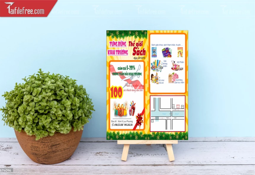 Mẫu Thiết Kế Tờ Rơi Mừng Khai Trương Thế Giới Sách TN100