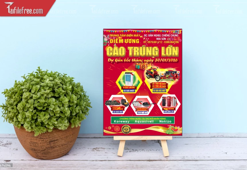 Mẫu Thiết Kế Tờ Rơi Trung Tâm Điện Máy Diễm Ương Cào Trúng Lớn TN104