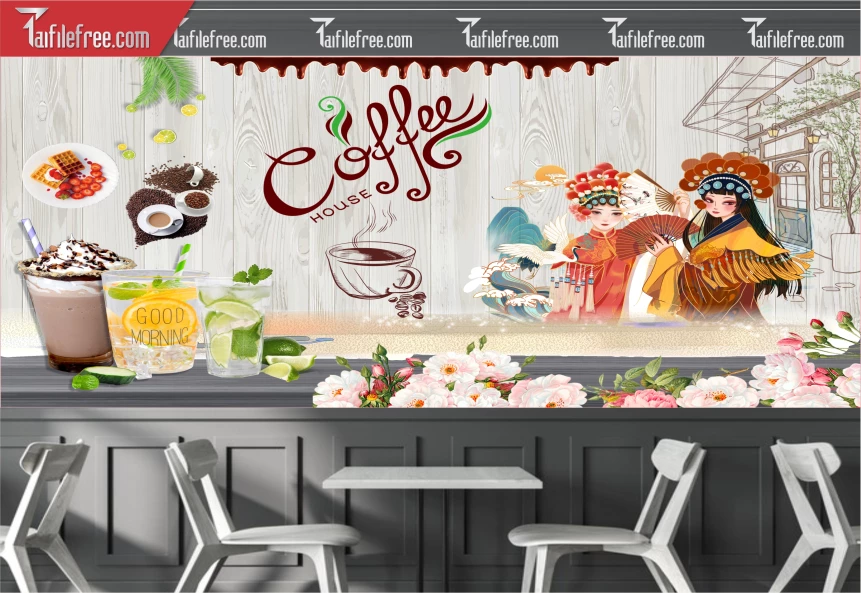 File Tranh Tường Trang Trí Quán Cà Phê, Trà Sữa_TP114