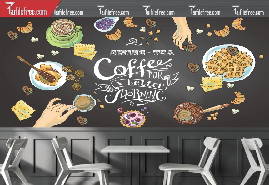 File Tranh Tường Trang Trí Quán Cà Phê, Trà Sữa_TP118