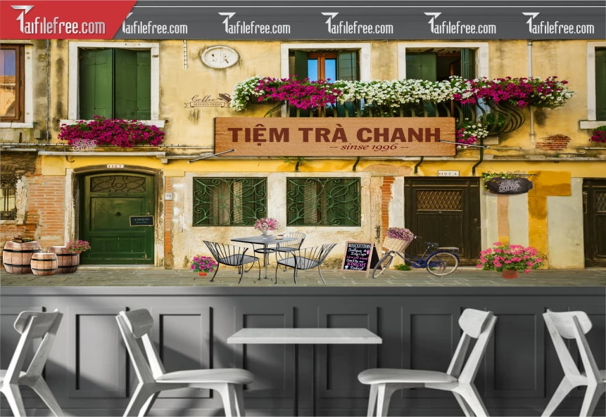 File Tranh Tường Trang Trí Quán Cà Phê, Trà Sữa_TP119