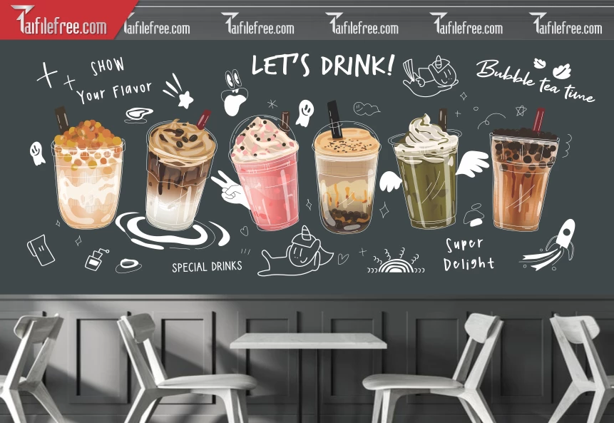 File Tranh Tường Trang Trí Quán Cà Phê, Trà Sữa_TP120