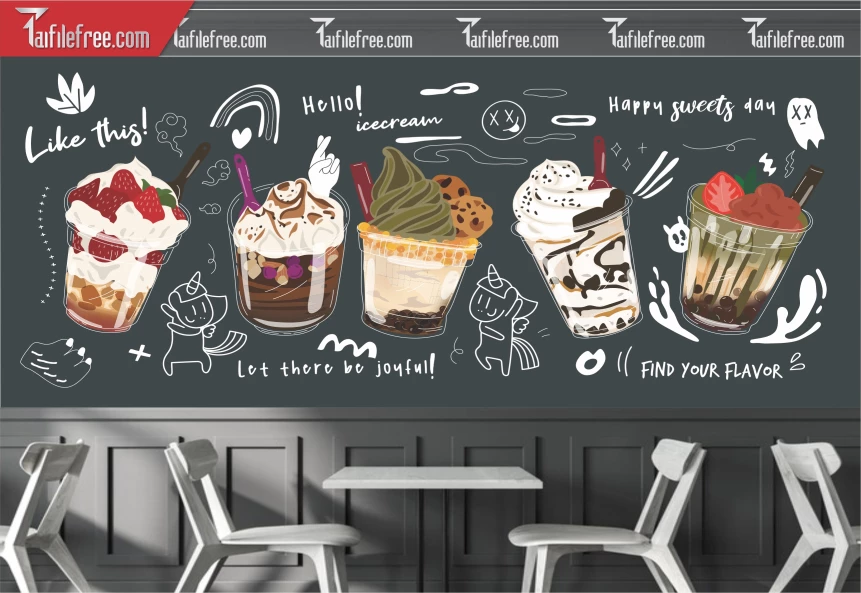 File Tranh Tường Trang Trí Quán Cà Phê, Trà Sữa_TP121