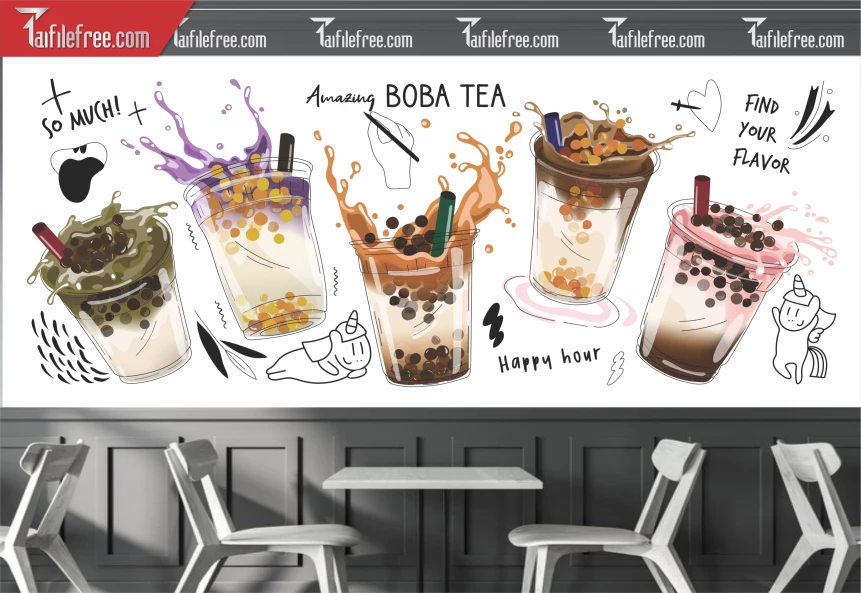 File Tranh Tường Trang Trí Quán Cà Phê, Trà Sữa_TP122