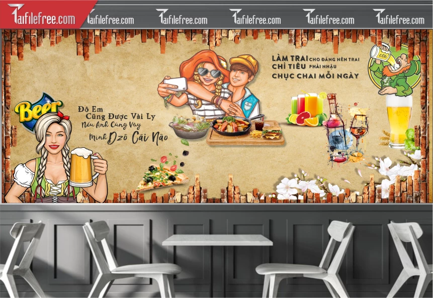 File Tranh Tường Trang Trí Quán Cà Phê, Trà Sữa_TP123