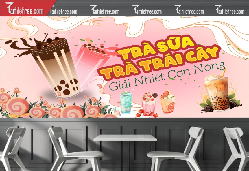 File Tranh Tường Trang Trí Quán Cà Phê, Trà Sữa_TP124