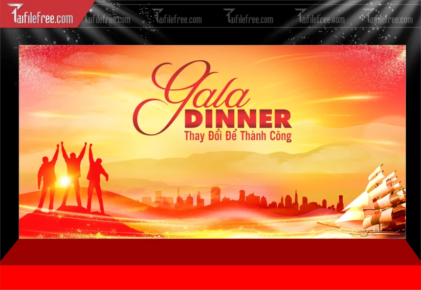 Backdrop Gala Dinner Kết Nối Thay Đổi Để Thành Công_TT156