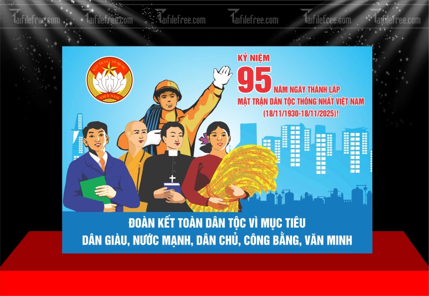 Backdrop NHIỆT LIỆT CHÀO MỪNG KỶ NIỆM 95 NĂM NGÀY THÀNH LẬP  MẶT TRẬN_TT157