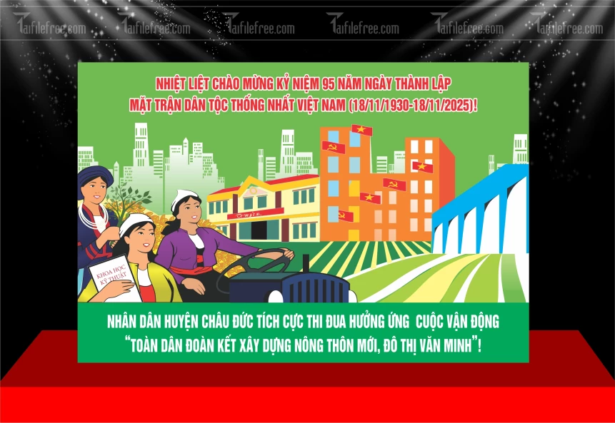 Backdrop NHIỆT LIỆT CHÀO MỪNG KỶ NIỆM 95 NĂM NGÀY THÀNH LẬP  MẶT TRẬN_TT158