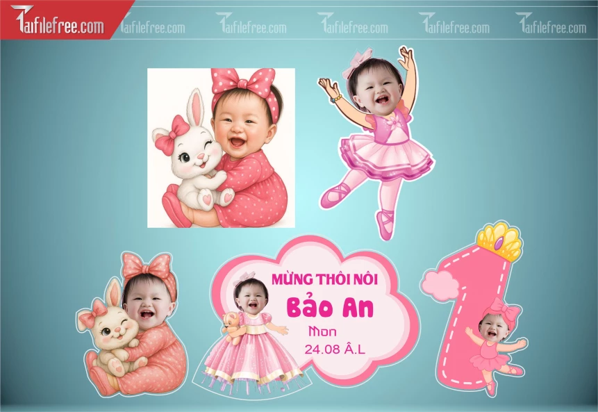 Thiết Kế Chibi Đáng Yêu, Trang Trí Sinh Nhật Cho Bé_TT178