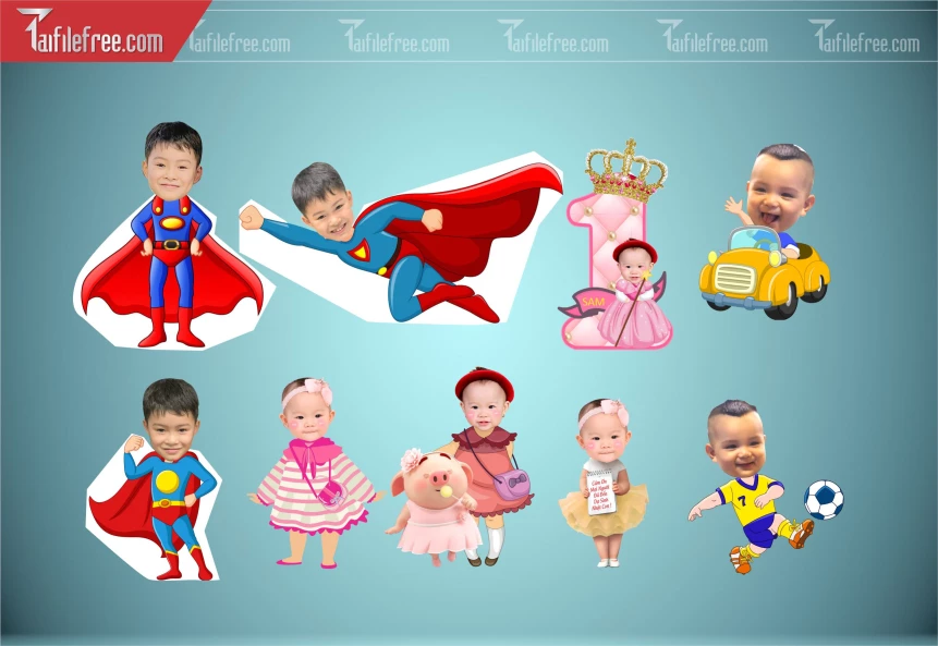 Thiết Kế Chibi Đáng Yêu, Trang Trí Sinh Nhật Cho Bé_TT184