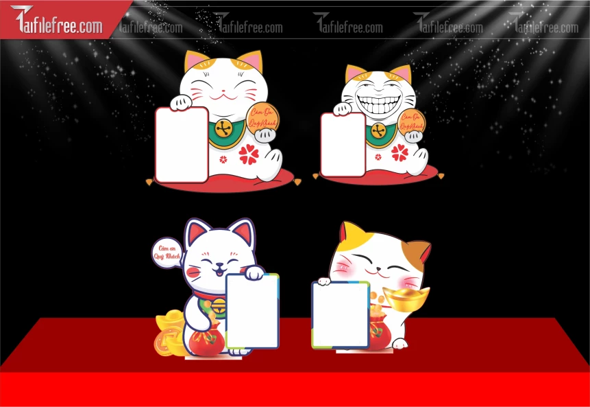 Mẫu Tem Dán Decal Mã Quét QR Mèo Thần Tài_TT96