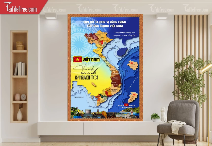 Mẫu Bản Đồ Việt Nam 34 Tỉnh Thành_TT206