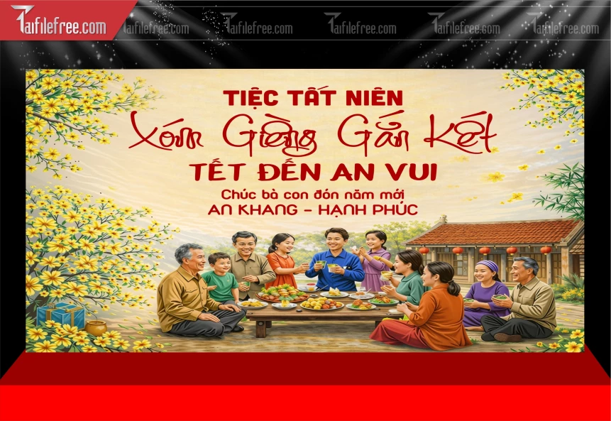 Mẫu Phông Nền Tiệc Tất Niên Chúc Mừng Năm Mới Năm Chào Xuân Đinh Mùi_TTK211