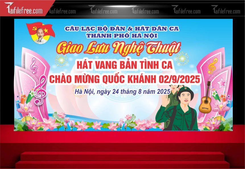 Mẫu Background Văn Nghệ Câu Lạc Bộ Đàn Vs Hát Dân Ca Thành Phố Hà Nội_TTK155
