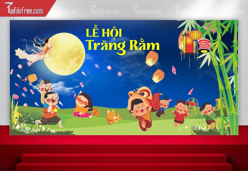Mẫu Backdrop Trung Thu Đẹp Mắt Sáng Tạo_TTV106