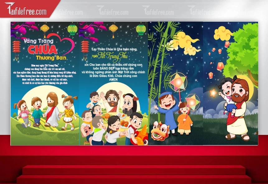 Mẫu Backdrop Trung Thu Công Giáo Đẹp Mắt Sáng Tạo_TTV122