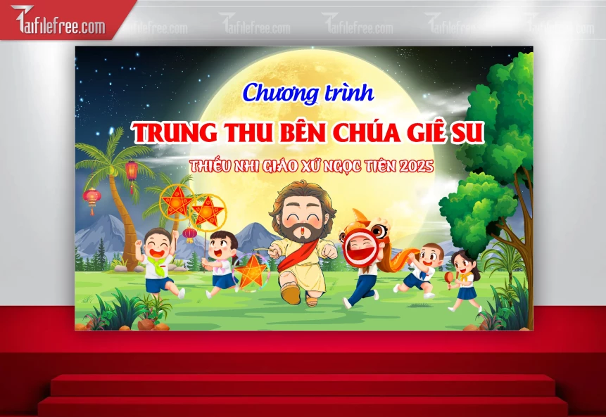 Mẫu Backdrop Trung Thu Công Giáo Đẹp Mắt Sáng Tạo_TTV141