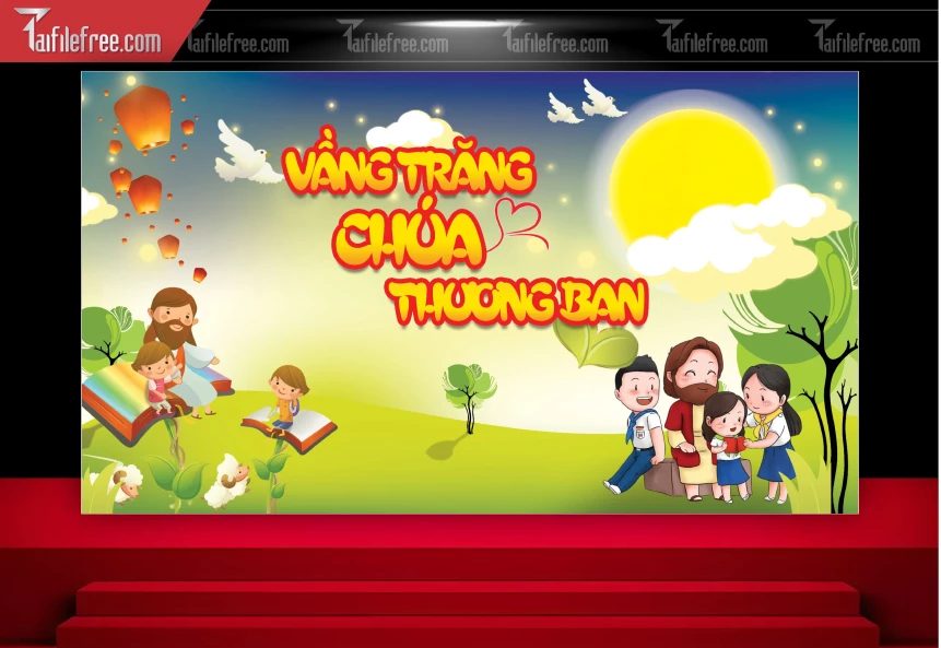 Mẫu Backdrop Trung Thu Công Giáo Đẹp Mắt Sáng Tạo_TTV144