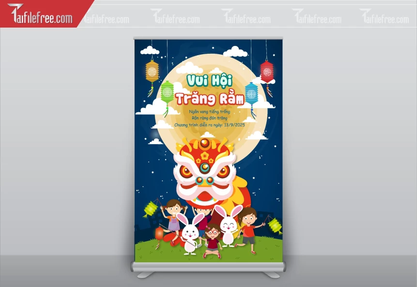 Mẫu Backdrop, Banner Trung Thu Đẹp Mắt Sáng Tạo_TTV155