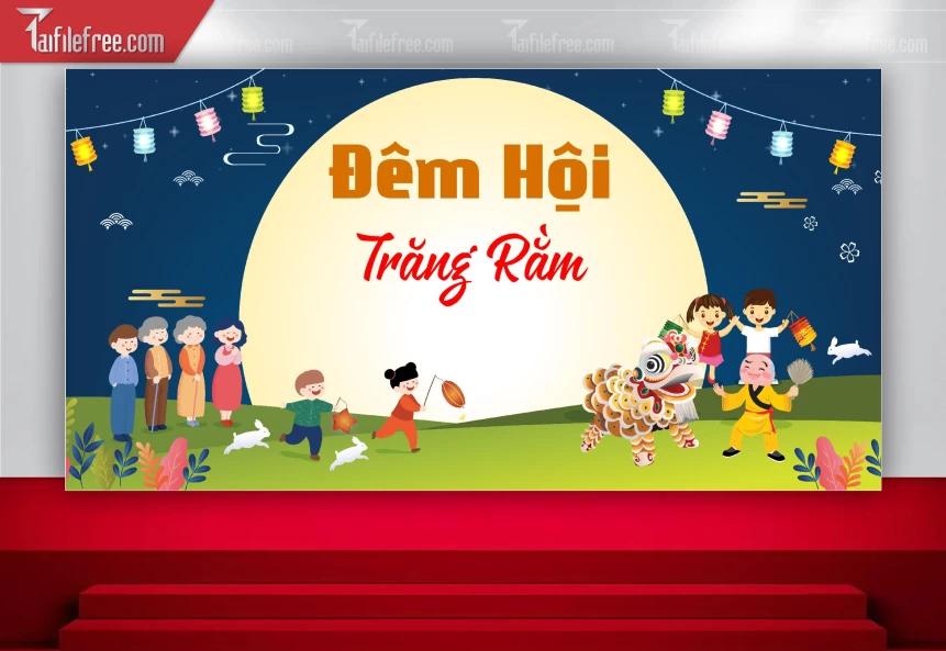 Mẫu Backdrop Trung Thu Đẹp Mắt Sáng Tạo_TTV156