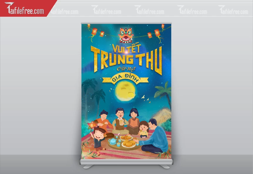 Mẫu Backdrop, Banner Trung Thu Đẹp Mắt Sáng Tạo_TTV165