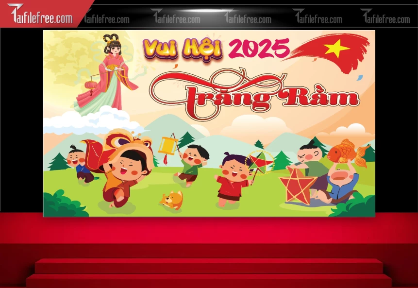 Mẫu Backdrop Trung Thu Đẹp Mắt Sáng Tạo_TTV206