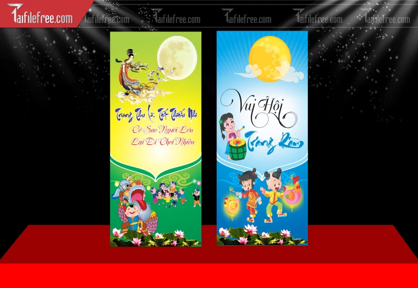 Mẫu Phướn Trung Thu Đẹp Mắt Sáng Tạo._TTV301