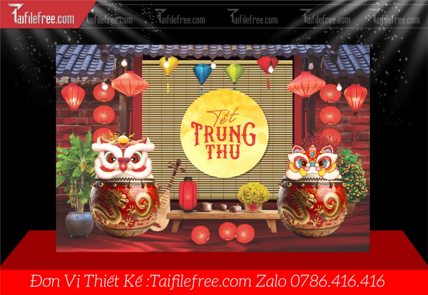 Mẫu Tiểu Cảnh Tết Trung Thu File Vector Đẹp Mắt Sáng Tạo.,_TTV418