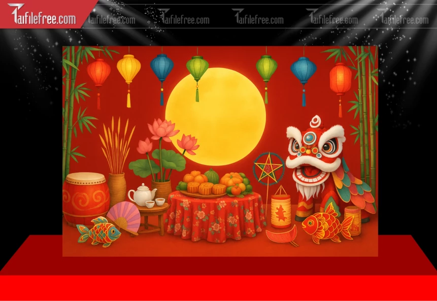 Mẫu Tiểu Cảnh Tết Trung Thu File PNG Đẹp Mắt Sáng Tạo.,_TTV425