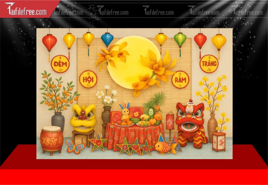 Mẫu Tiểu Cảnh Tết Trung Thu File PNG Đẹp Mắt Sáng Tạo.,_TTV426