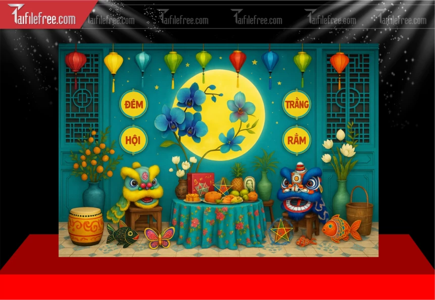 Mẫu Tiểu Cảnh Tết Trung Thu File PNG Đẹp Mắt Sáng Tạo.,_TTV429