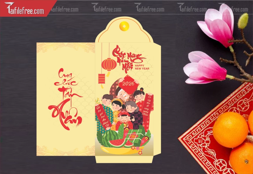 Mẫu Bao Lì Xì Mừng Năm Mới Tết._LXT104