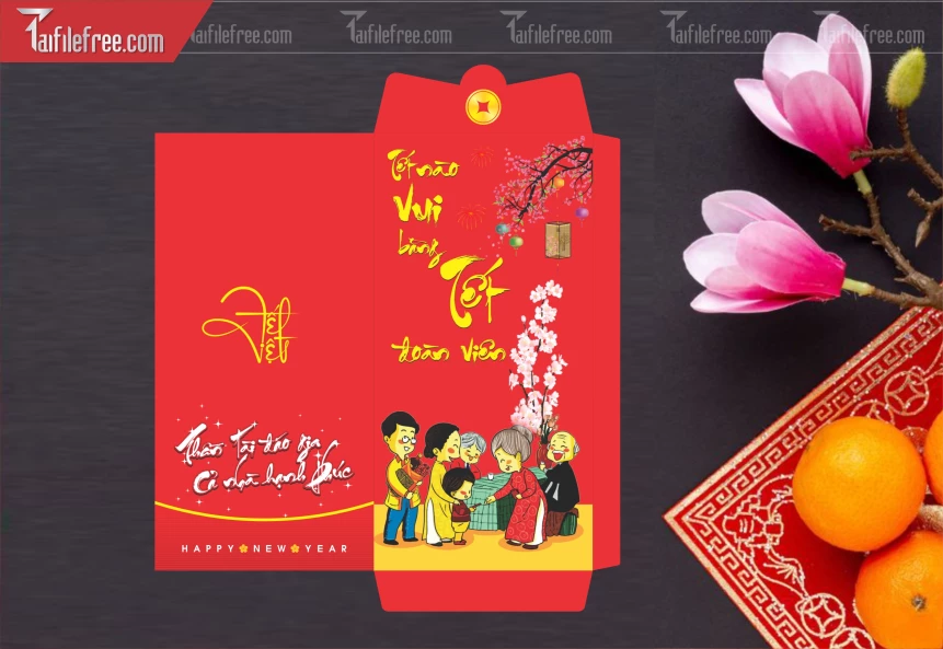 Mẫu Bao Lì Xì Mừng Năm Mới Tết._LXT108