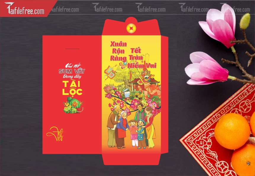 Mẫu Bao Lì Xì Mừng Năm Mới Tết_LXT110