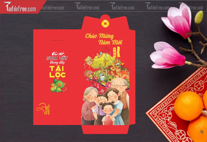 Mẫu Bao Lì Xì Mừng Năm Mới Tết_LXT111