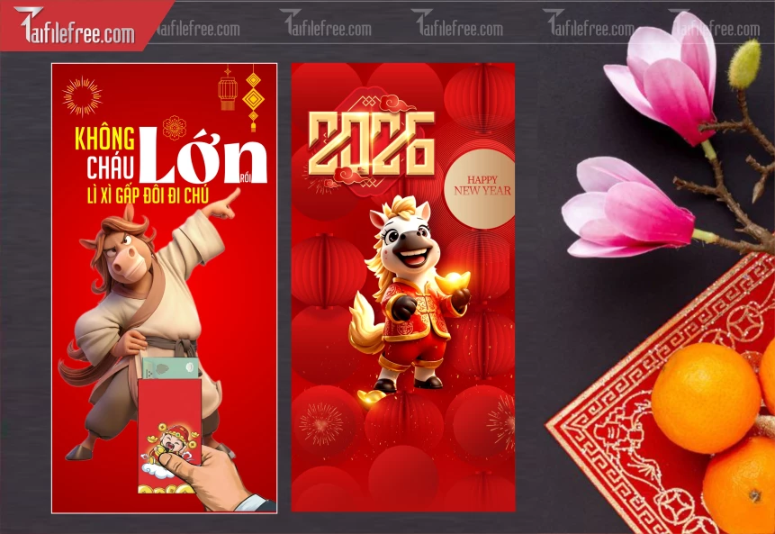 Mẫu Bao Lì Xì Mừng Năm Mới Tết_LXT96